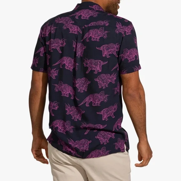 CHUBBIES Men's The Pink Triceratop (Rayon Full-Button) - L - Picture 7 of 12